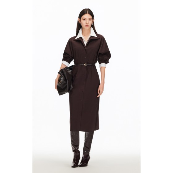 Vero Moda Dress 2025 Winter New Collection with Cotton Pinch Fold Waist and Mid length Skirt